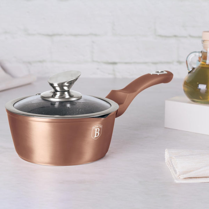 Berlinger Haus Rose Gold Collection Stieltopf mit Glasdeckel Thermo 16 cm