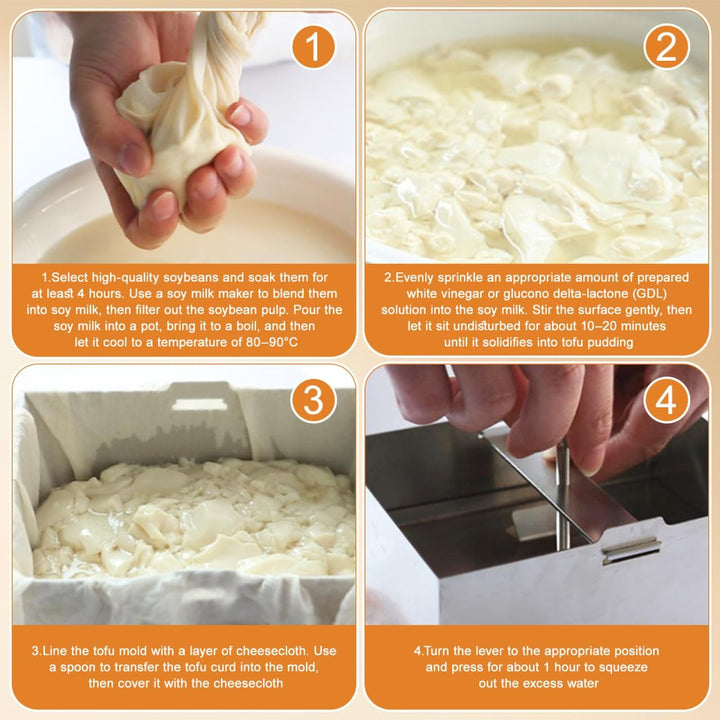 TOPBATHY Tofu-Pressform Aus 304 Edelstahl 16X12X9Cm – Handbetriebene Tofu-Form Zur Hausgemachten Her