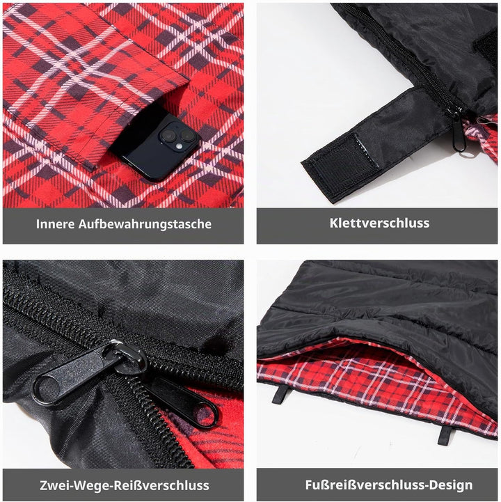 BISINNA XL Baumwoll Flanell-Schlafsack für Camping, 2-3 Jahreszeiten, Erwachsenen-Schlafsack für Wan