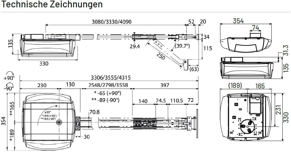 Marantec Comfort 360 Garagentorantrieb, Set inkl. 2 Handsender, elektrischer Torantrieb für Garagent