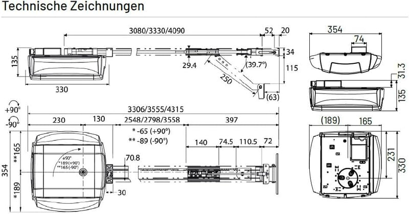 Marantec Comfort 360 Garagentorantrieb, Set inkl. 2 Handsender, elektrischer Torantrieb für Garagent