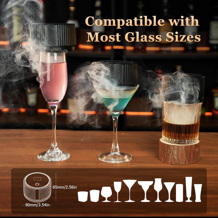 Elektrisches Cocktail Smoker Kit mit 4 Lichtmodi, wiederaufladbarer Whisky Räucher Set, 6 Holzspäne,