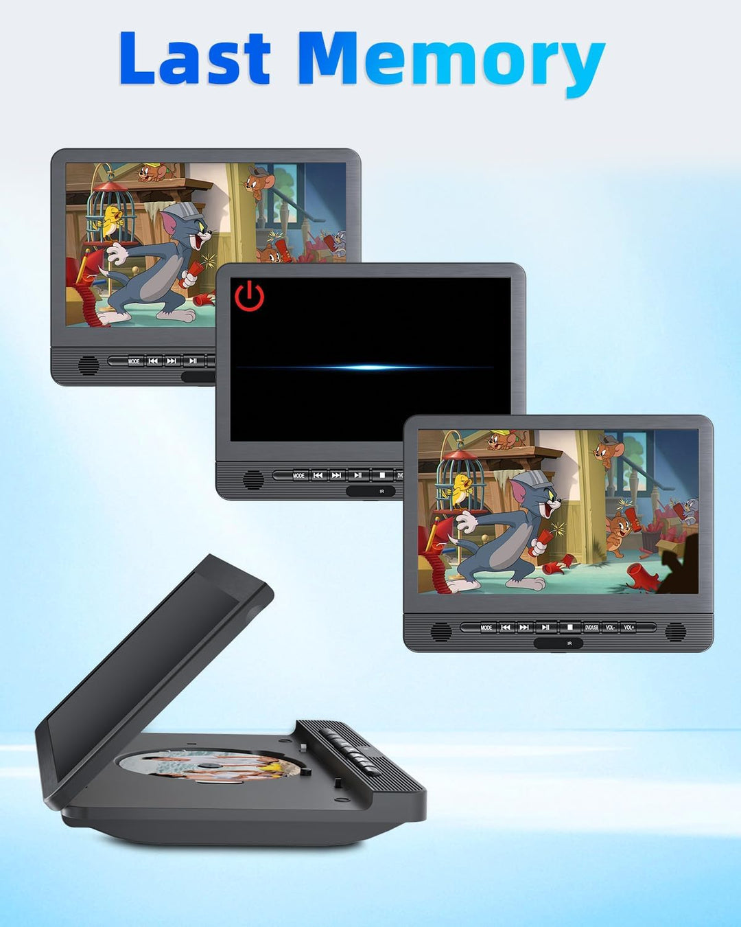 Arafuna 12" DVD Player Auto 2 Bildschirme, Wiederaufladbar Kopfstütze für Auto, Unterstützung USB/TF