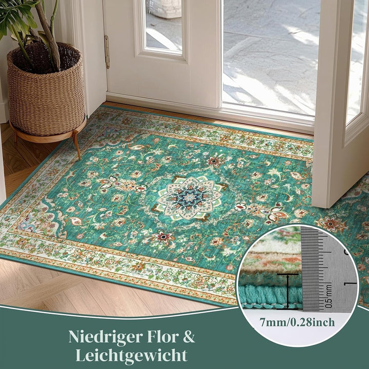 Enyhom Teppich Läufer Flur 60 x 240 cm, rutschfest Washchbar Küchenteppich Modern Weich Kurzflor Blu