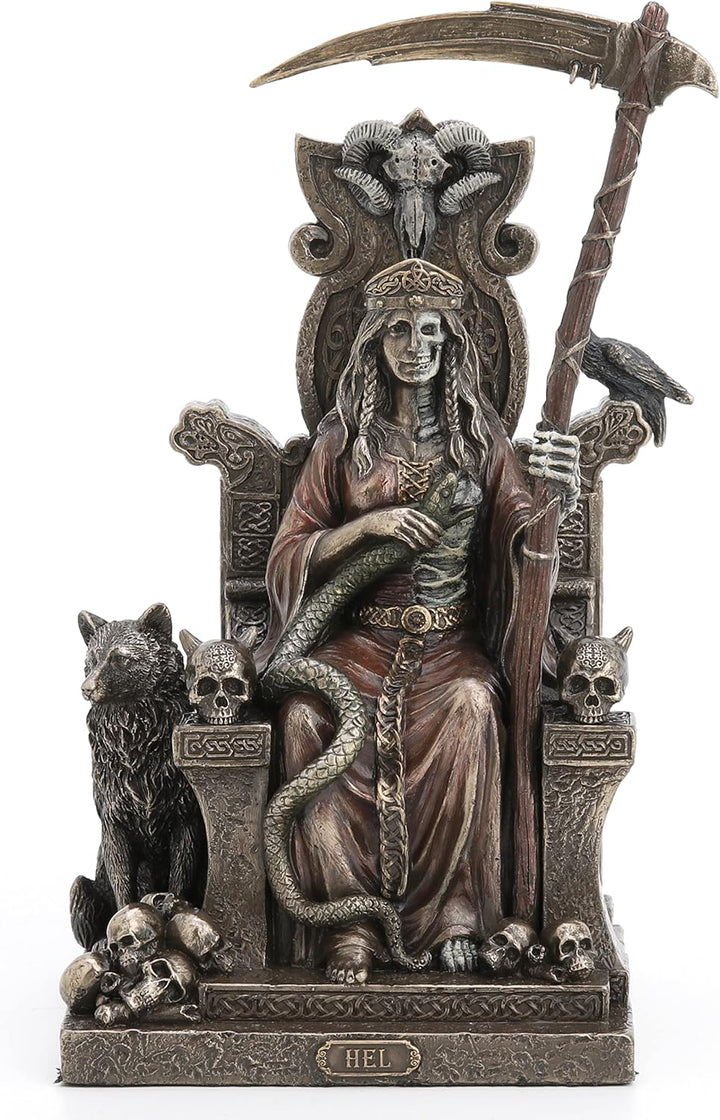 Veronese Design Skulptur Hel, die nordische Göttin von Helheim, Kaltgussharz, Antik-Bronze-Finish, S