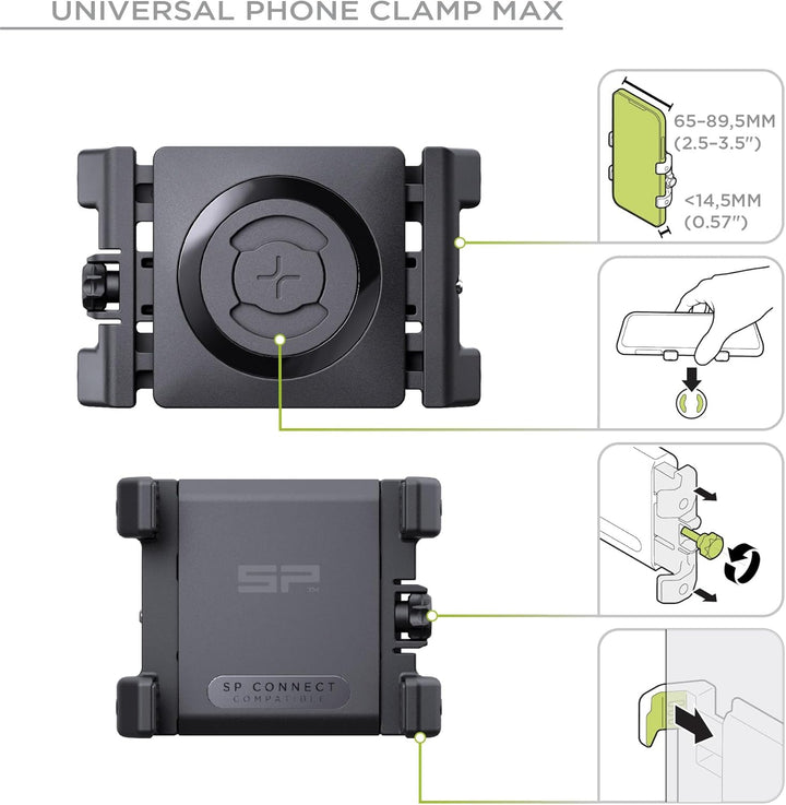 SP CONNECT Bike Bundle II mit Universal Clamp | handyhalterung Fahrrad | Handy Halterung für den fah