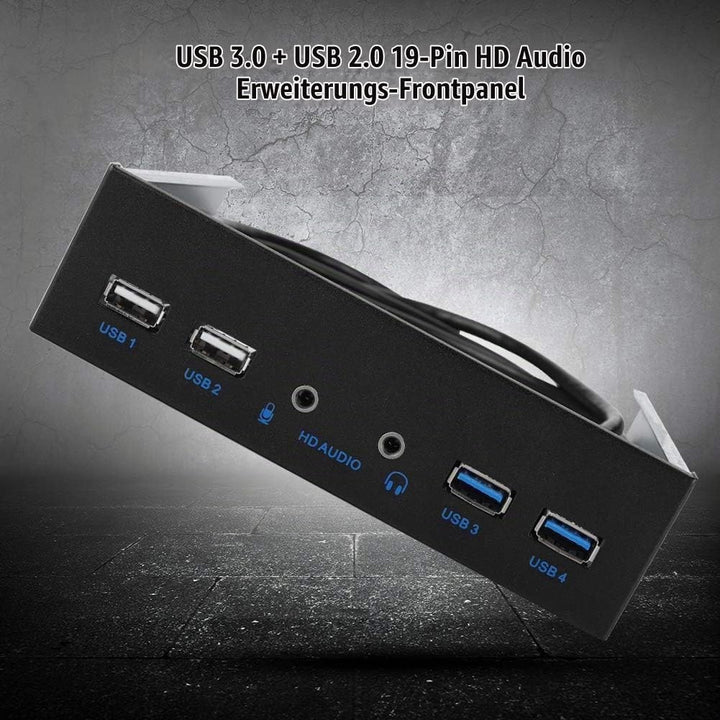 ASHATA USB 3.0 Front Panel, Frontplatte Front Panel 5.25 Zoll Multifunktion USB3.0+USB2.0 Hub,Super