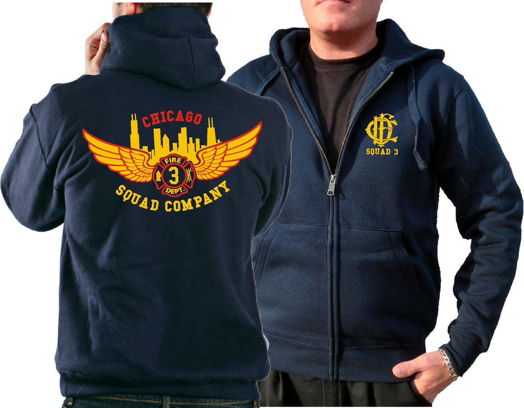 feuer1 Kapuzensweatjacke Navy, Chicago Fire Dept. - Squad 3 Eagle Wings Skyline XL Navy, XL Navy