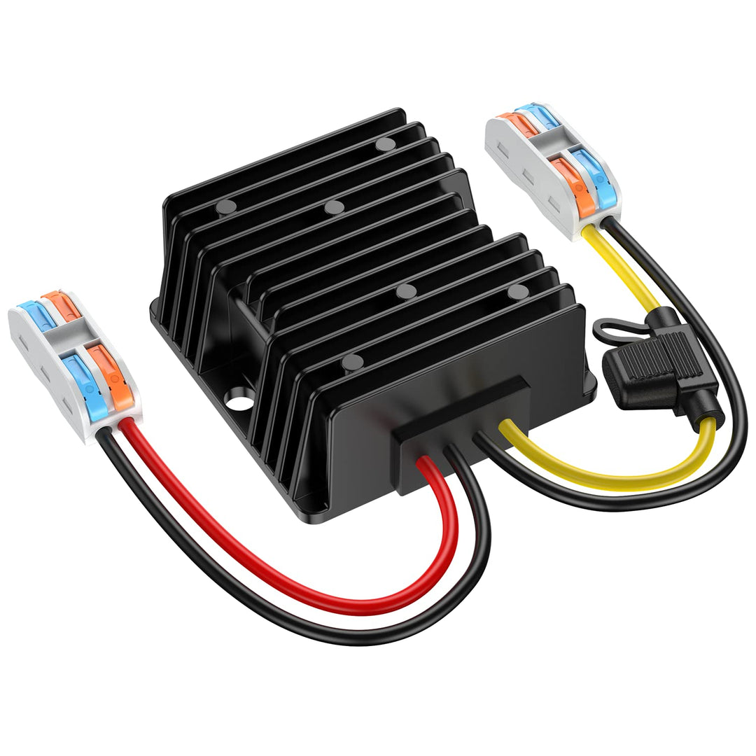 24V auf 12V 10A 120W, Spannungswandler 24V zu 12V mit Sicherung Wasserdicht und Schnellverbinder Kab