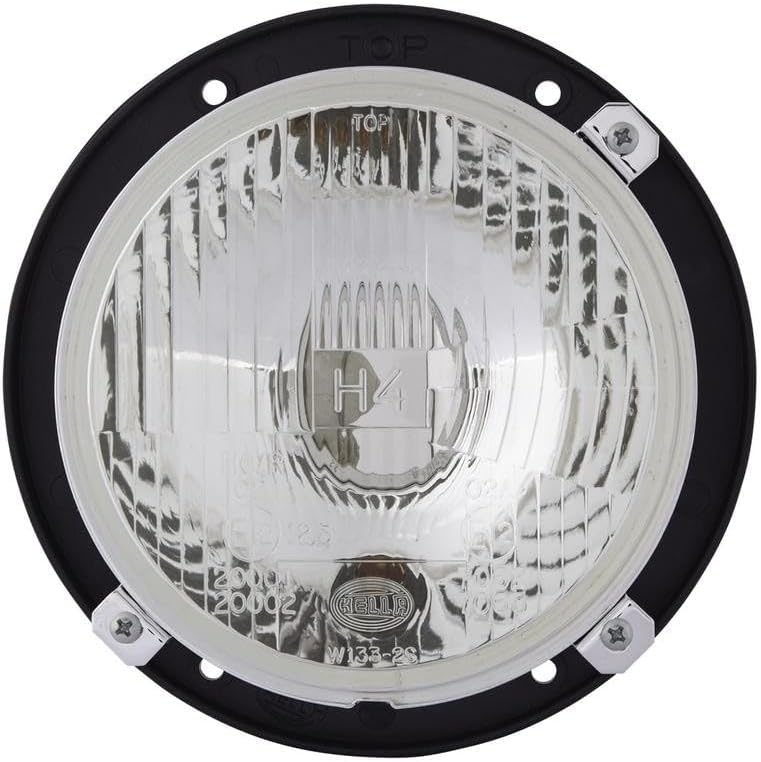 HELLA - Halogen-Hauptscheinwerfer - 24/12V - rund - Einbau - gehärtete Streuscheibe - Stecker: Flach
