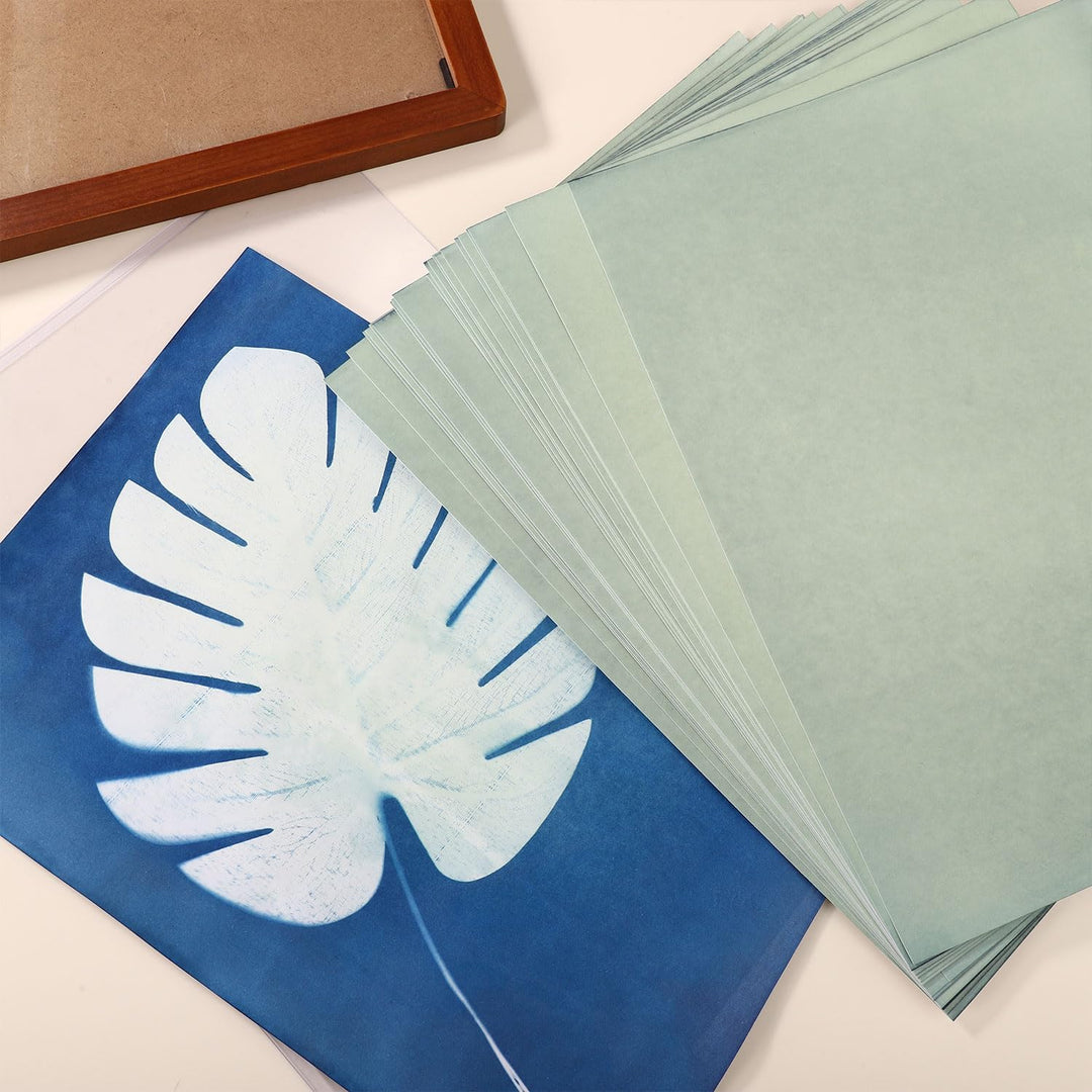 24st Sonnendruckpapier Set, A4 Cyanotypie Papier und Ordner Hochempfindlich Sonnen-/Solaraktiviert K