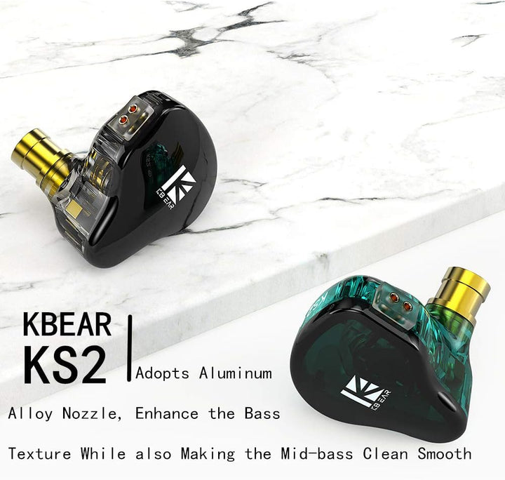 Yinyoo KBEAR KS2 Kopfhörer Stereo Bass in Ear Kopfhörer, HiFi Over Ear Ohrhörer Headset Noise Cancel