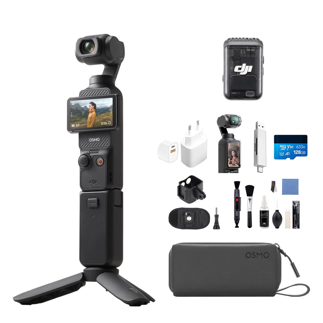 DJI Osmo Pocket 3 Kreativ Combo Bundle, vlog Kamera 4K mit 1-Zoll-CMOS und 4K/120 fps Video, 3-Achse