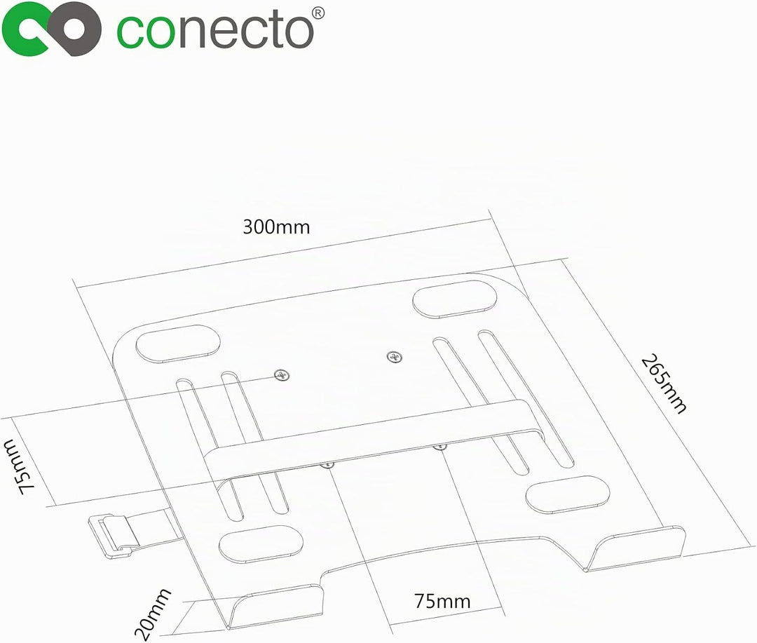 conecto, Notebook-Halterung für Monitorständer, VESA 75x75 bis 100x100, Traglast: 9,0 Kg, schwarz, S