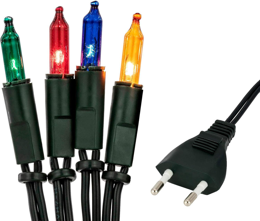 hellum Innen Lichterkette Weihnachtsbaum mit 100 bunten Lichter, Weihnachtsdeko modern grünes Kabel