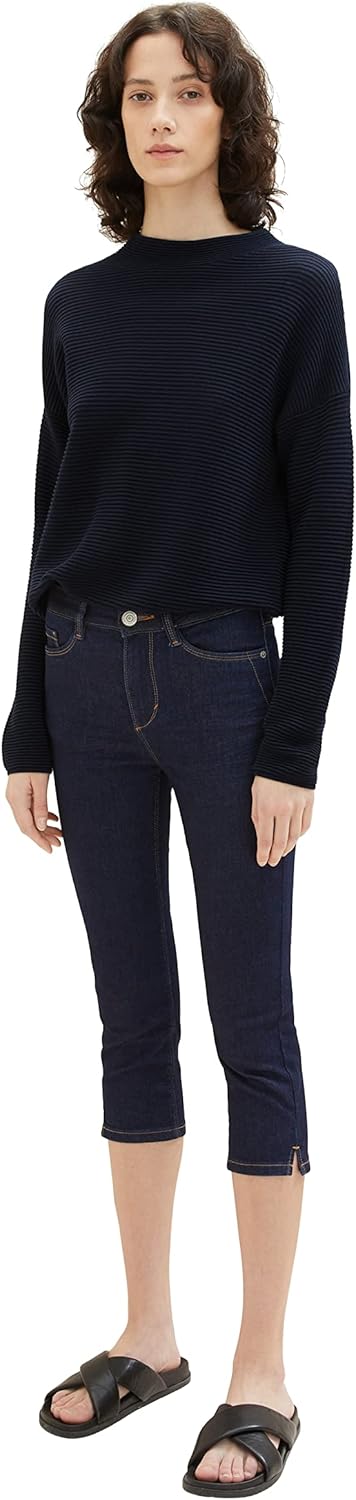 TOM TAILOR Damen Kate Capri Jeans, 10138 - Rinsed Blue Denim