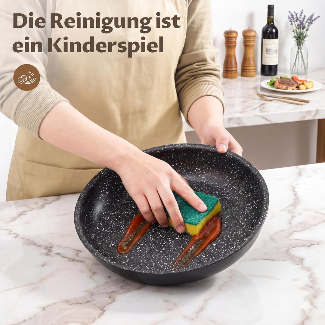 Fadware Pfannen-Set 4 tlg | 20+24+28 cm | Bratpfannenset mit abnehmbarem Griff | Für alle Herdarten,