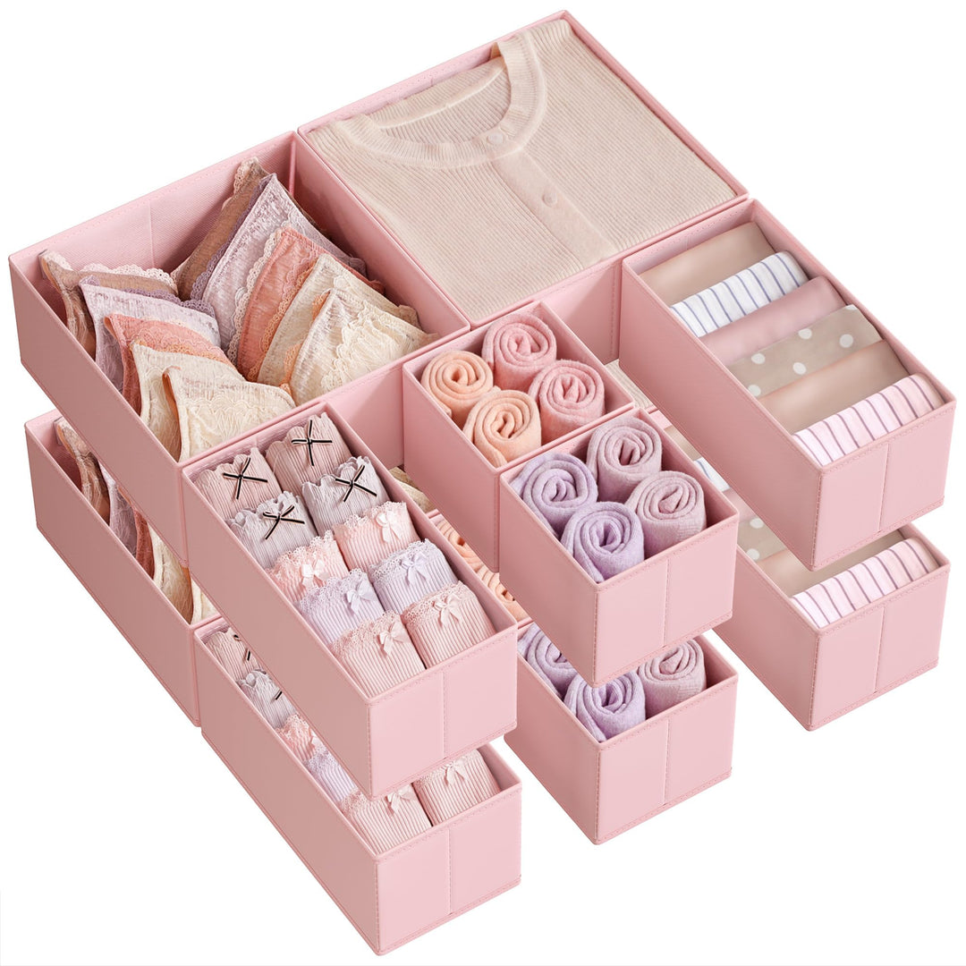 SONGMICS Aufbewahrungsbox für Schublade, 12er Set, Schubladen Organizer, Faltbox, Unterwäsche Organi