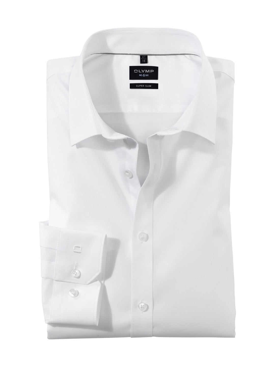 OLYMP Herren Businesshemd Langarm No.Six,Einfarbig,super Slim,Urban Kent 36 Weiss, 36 Weiß
