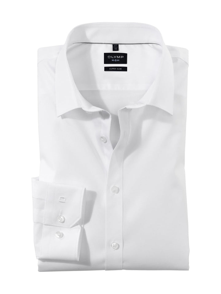 OLYMP Herren Businesshemd Langarm No.Six,Einfarbig,super Slim,Urban Kent 36 Weiss, 36 Weiß