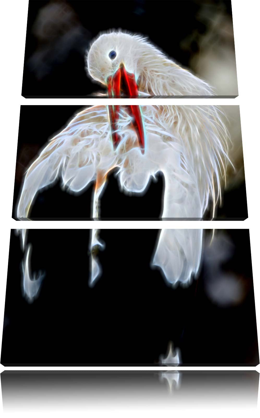 Dark Storch putzt sich Spezial 3-Teiler Leinwandbild 120x80 Bild auf Leinwand, XXL riesige Bilder fe