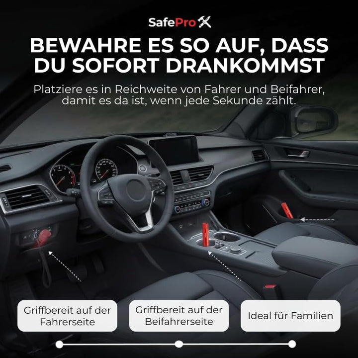 Notfallhammer Auto mit Gurtschneider - Lebensrettender Kompakt Federkörner Glasbrecher - Sicherheit