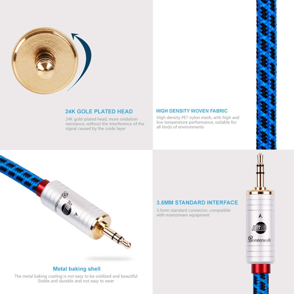BOAACOUSTIC 3,5mm klinkenkabel, Aux Kabel,Audio Kabel, Stereo Klinke auf Klinke Kopfhörerkabel für i