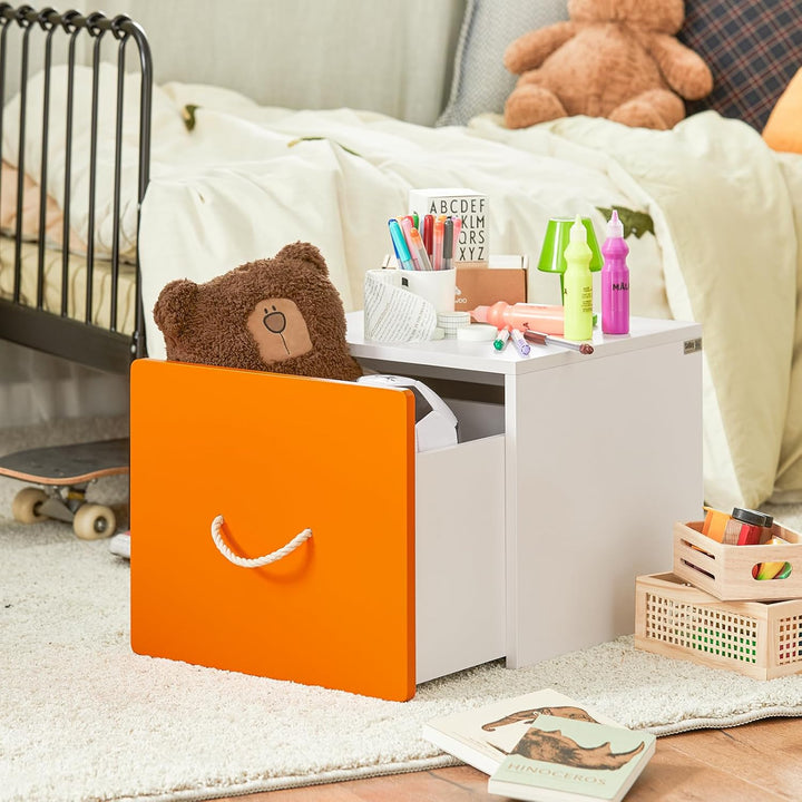 SoBuy KMB74-W Kinder Spielzeugtruhe Spielzeugkiste mit Deckel Aufbewahrungsbox Kinder Spielzeugbox S