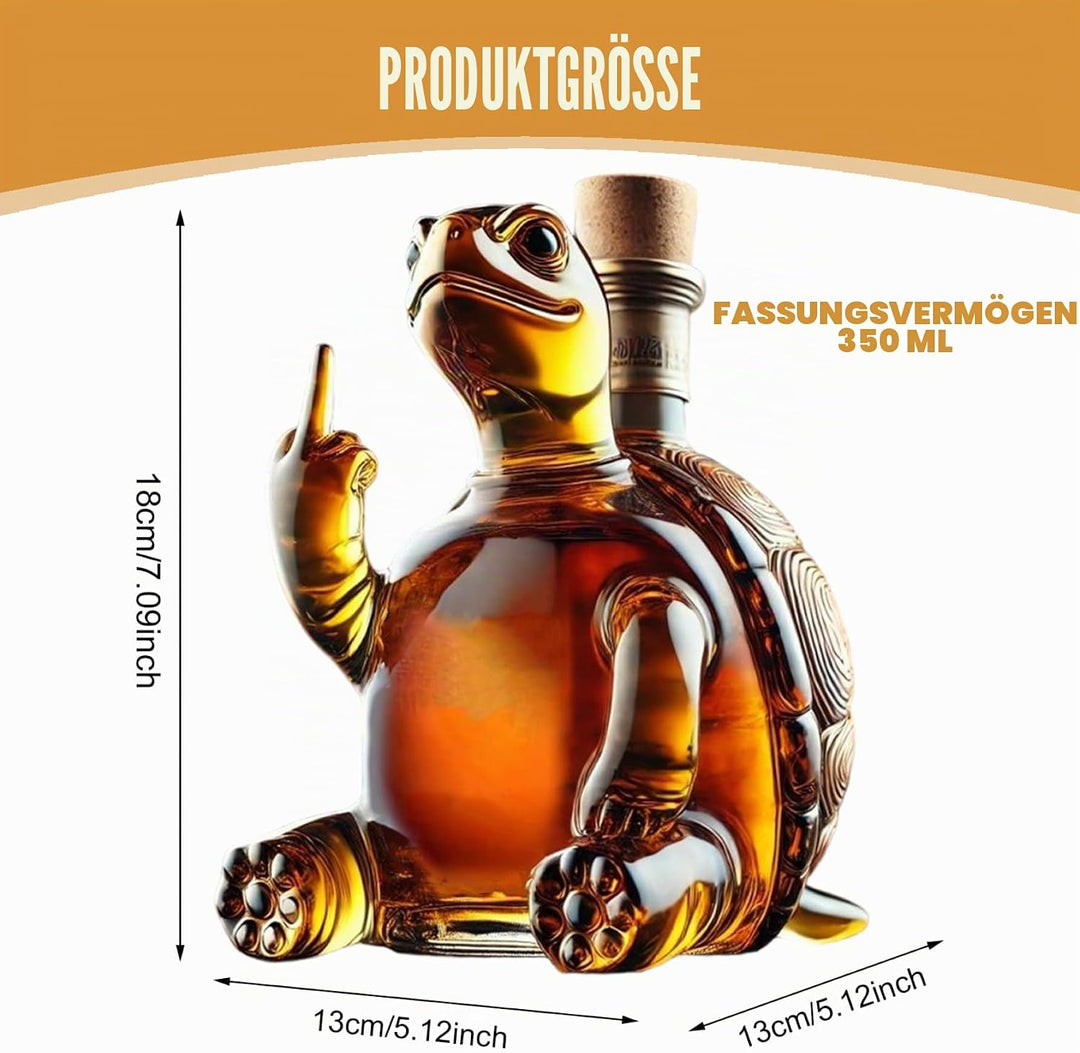 350-ml-Schildkröten-Weindekanter mit Mittelfinger, Whiskyflasche aus transparentem Glas mit Stopfen,