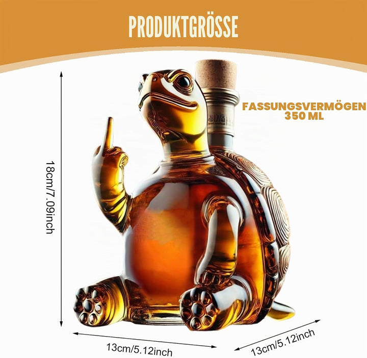 350-ml-Schildkröten-Weindekanter mit Mittelfinger, Whiskyflasche aus transparentem Glas mit Stopfen,
