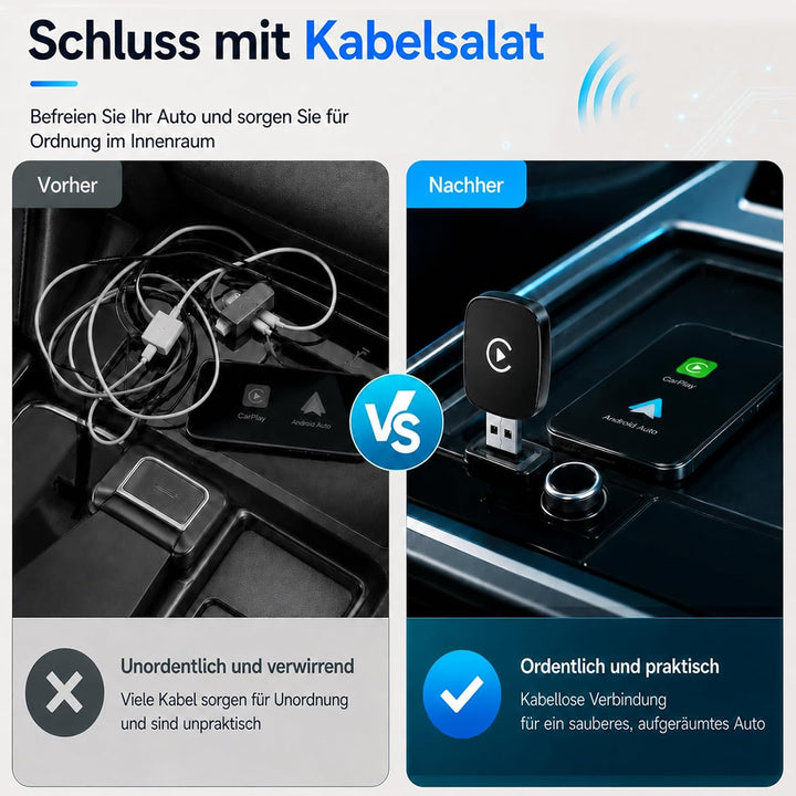 2 in 1 CarPlay &amp; Android Auto Wireless Adapter Kabellos, neuestes Modell 2026, Dualband WiFi 6 Bluet