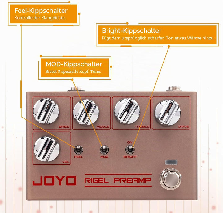 JOYO High Gain Overdrive Effektpedalverstärker Simulation Gitarrenpedale mit echtem Amp-Kopfton für