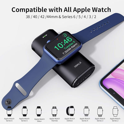 iWALK Ladestation Apple Watch Und iPhone,Tragbares LadegeräT FüR Apple Watch, 9000mAh Powerbank Mit