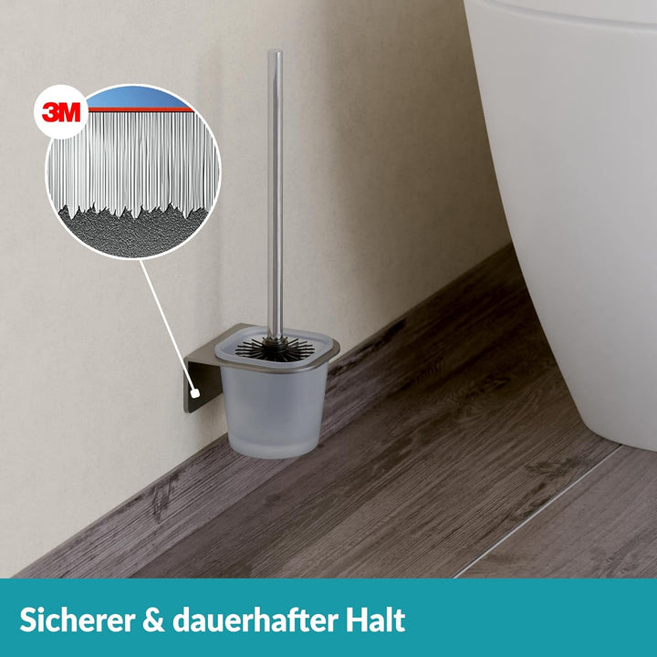 WEISSENSTEIN Toilettenbürstenhalter Set zur Wandmontage ohne Bohren - WC-Garnitur Set mit Bürste, Bü