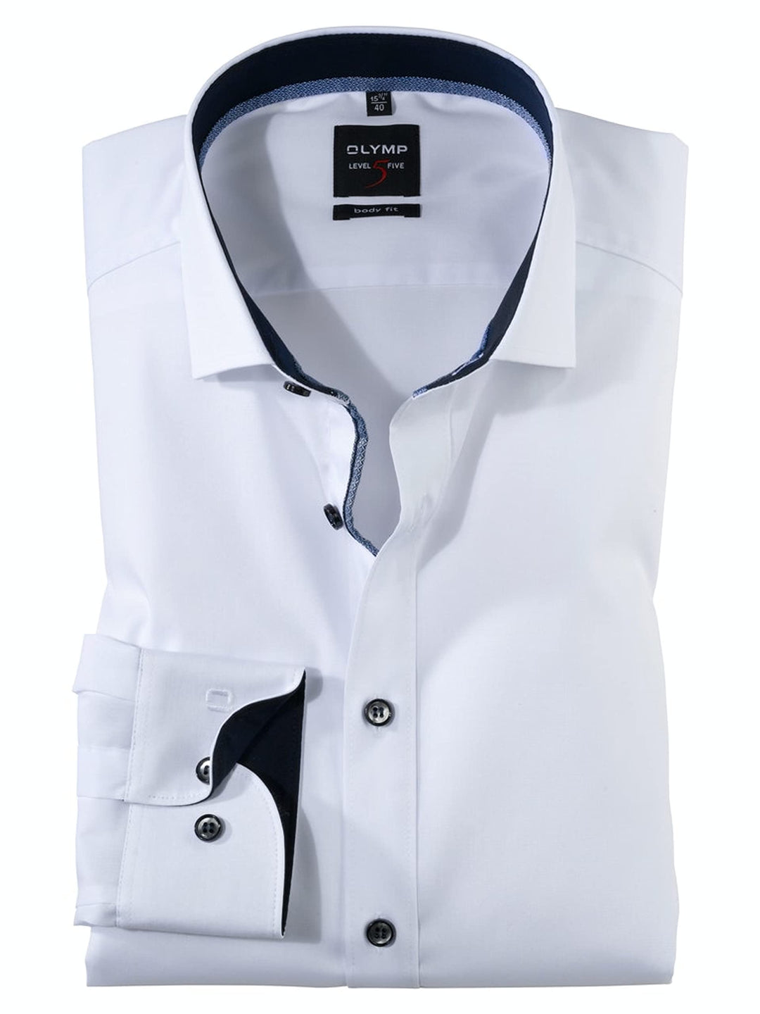 OLYMP Level Five Body fit Hemd extra Langer Arm Haifischkragen Twill weiss 38 Weiã, 38 Weiã