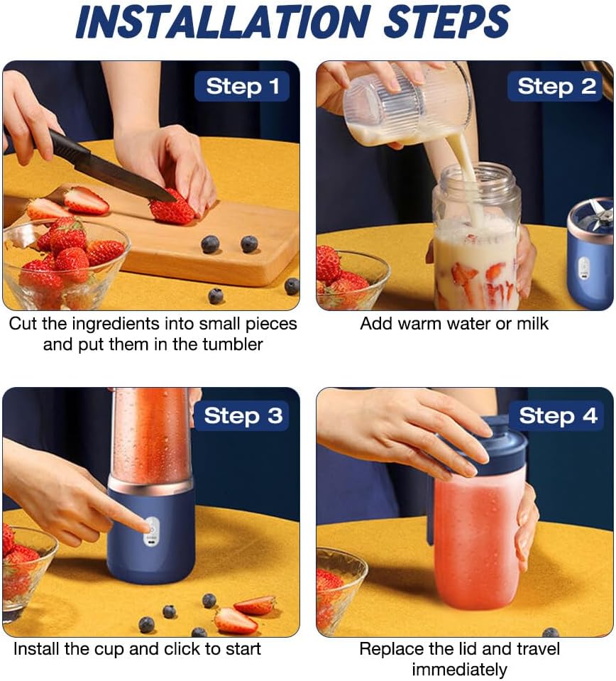 Tragbarer Mixer, TGKYK 400ML Portable Blender mit Tassen, Bürsten und 6 Klingen, USB-Laden Mixer Smo