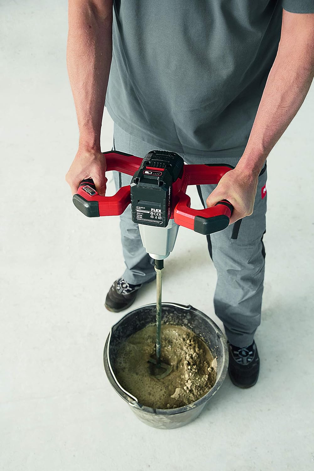 Flex Akku 2-Gang-Rührer MXE 18.0-EC/5.0 Set + WR2 120 (mit 2 Akkus 5,0 Ah + Ladegerät, bürstenloser