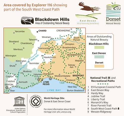 Lyme Regis and Bridport (OS Explorer Active Map, Band 116), Karte