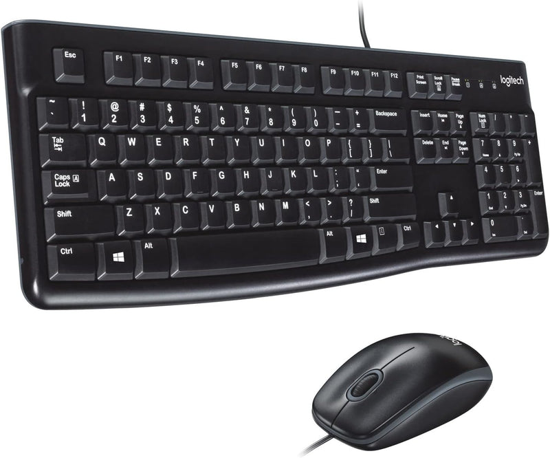 Logitech MK120 Kabelgebundenes Tastatur-Maus-Set, Optische Maus, USB-Anschluss, PC/Laptop, Schweizer