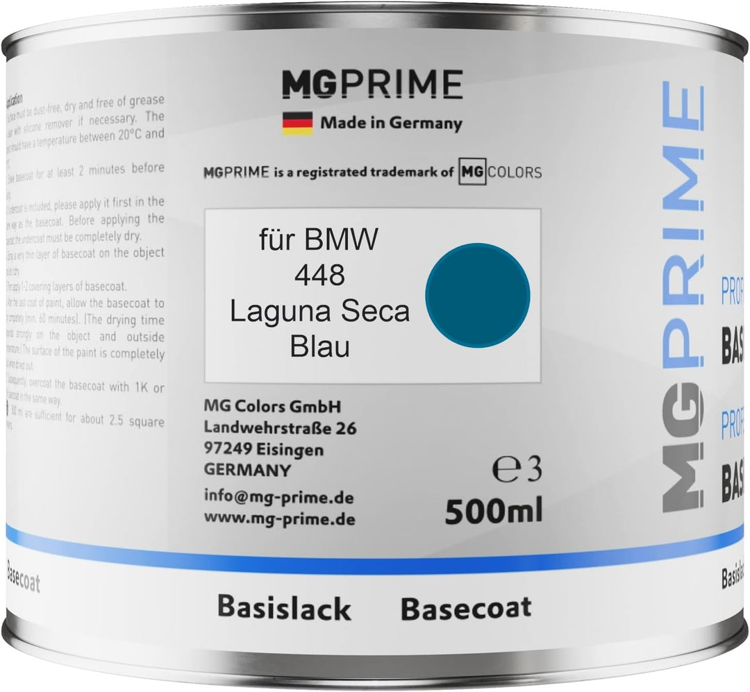 MG PRIME Autolack Set Dose spritzfertig für BMW 448 Laguna Seca Blau Basislack + 2K Klarlack 1,25L