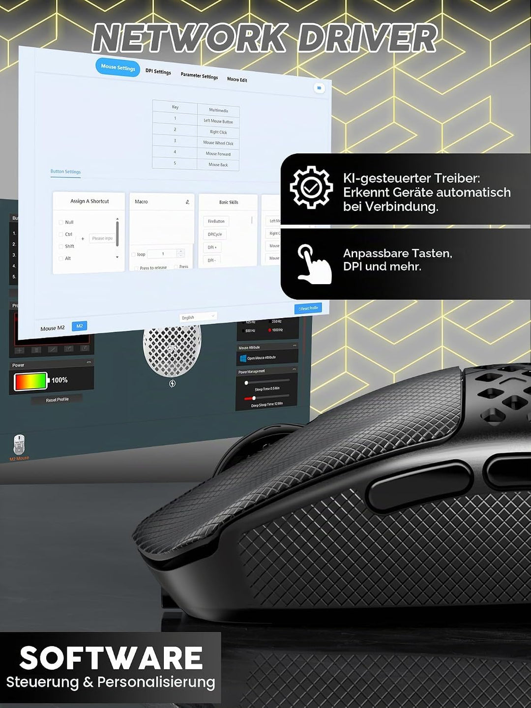 MAMBASNAKE M2 Ultra-Lightweight Wireless Gaming Mouse, PAW3395PRO Sensor 40000 DPI, 41g Carbon Fiber