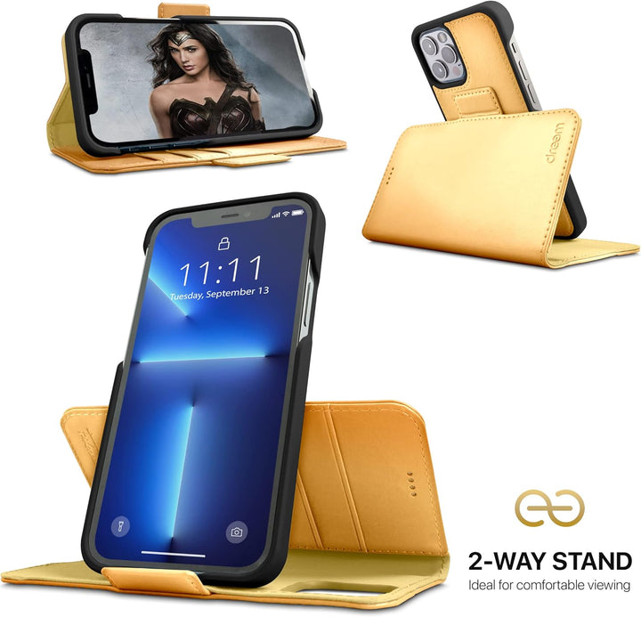 Dreem Fibonacci iPhone 13 Pro Brieftaschen-Etui / 2-in-1 stossfestes Etui und abnehmbares Folio aus