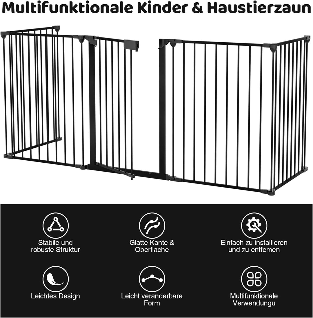 Kaminschutzgitter mit Tür Metall 310 cm | Kamingitter Absperrgitter faltbar | Sicherheitsgitter mit