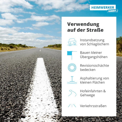 25 kg Alfa Reparaturasphalt Profi-Qualität Kaltasphalt Körnung 0 bis 5 mm zur Ausbesserung von Schla