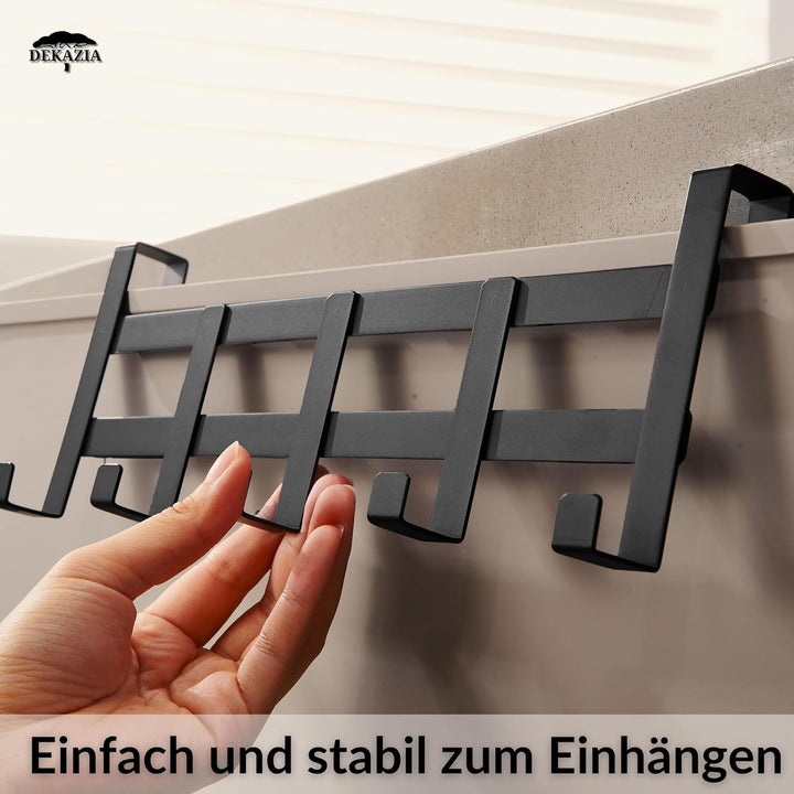 DEKAZIA® Türgarderobe Schwarz zum Einhängen - Bunte Türhakenleiste für Kinderzimmer, Garderobenhaken