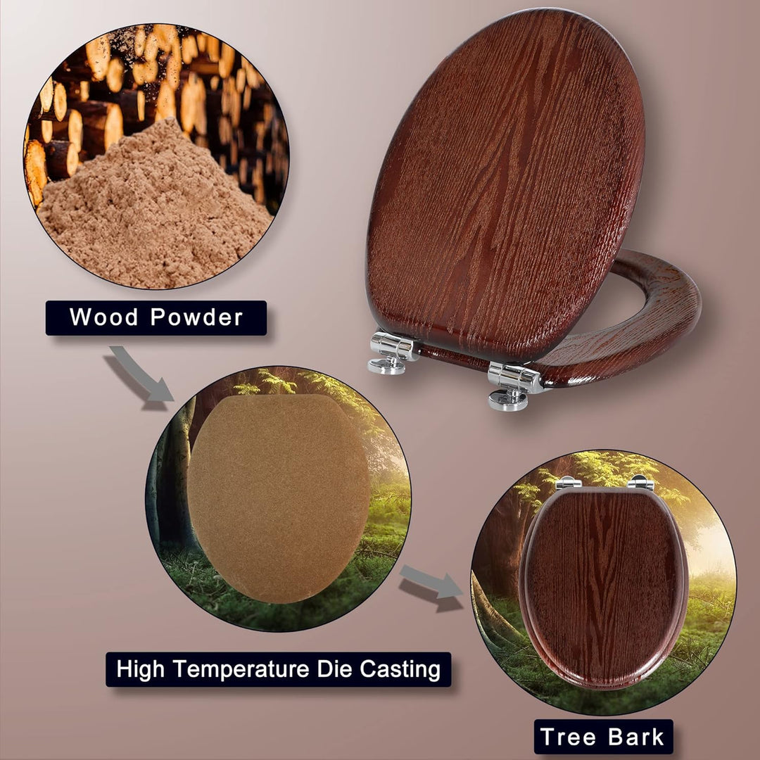 Angel Shield WC-Sitz aus Naturholz, WC-Sitz mit leise geschlossenen und schnell öffnenden Scharniere