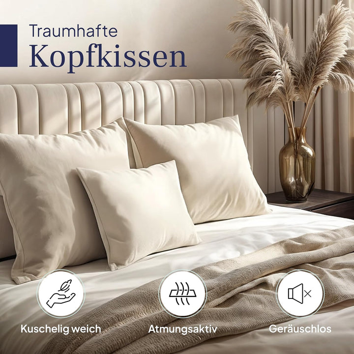 Gentle North Kopfkissen (80x80 cm gross) - Schlafkissen für Bett - Mit Reissverschluss für Füllung -