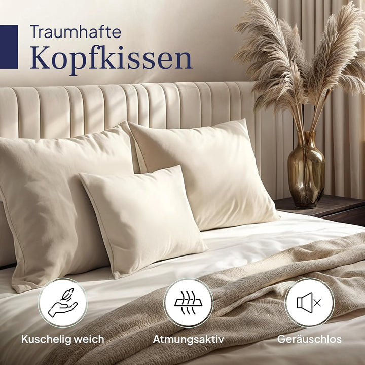 Gentle North Kopfkissen (60x60 cm gross) - 2er Set Kissen für Bett und als Dekokissen - Mit Reissver