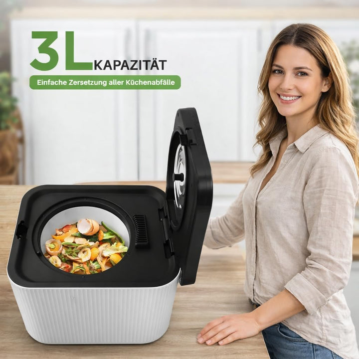 Nutrichef Elektrischer Komposter, 3L- Biomülleimer Küche, Komposteimer- Für Organisches Material & L