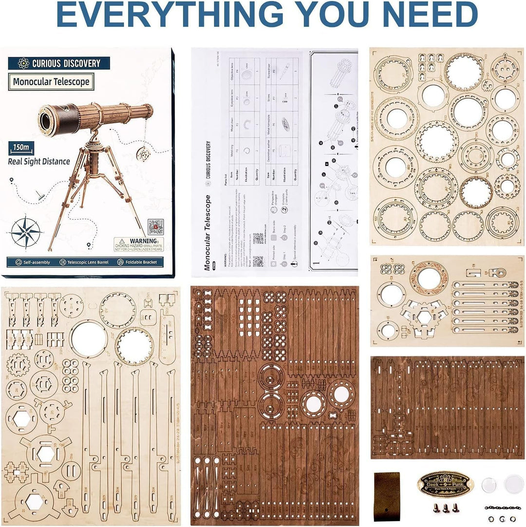 ROBOTIME 3D Teleskop Holzpuzzle Holzmodellbausätze knobelspiele für Erwachsene zum Bauen Ihres eigen